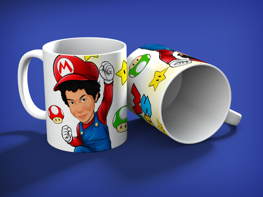 Personalized Super Mario Mug – Custom Caricature Gift for Kids