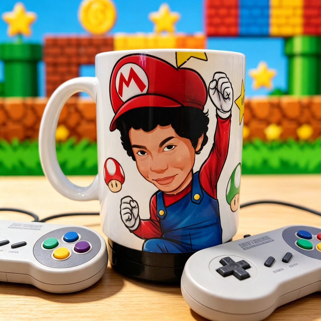 Personalized Super Mario Mug – Custom Caricature Gift for Kids